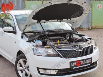 2 969 р. Упор капота MV-Tuning (одинарный) Skoda Rapid NH3 дорестайлинг лифтбэк (2012-2017)  с доставкой в г. Санкт‑Петербург. Увеличить фотографию 2