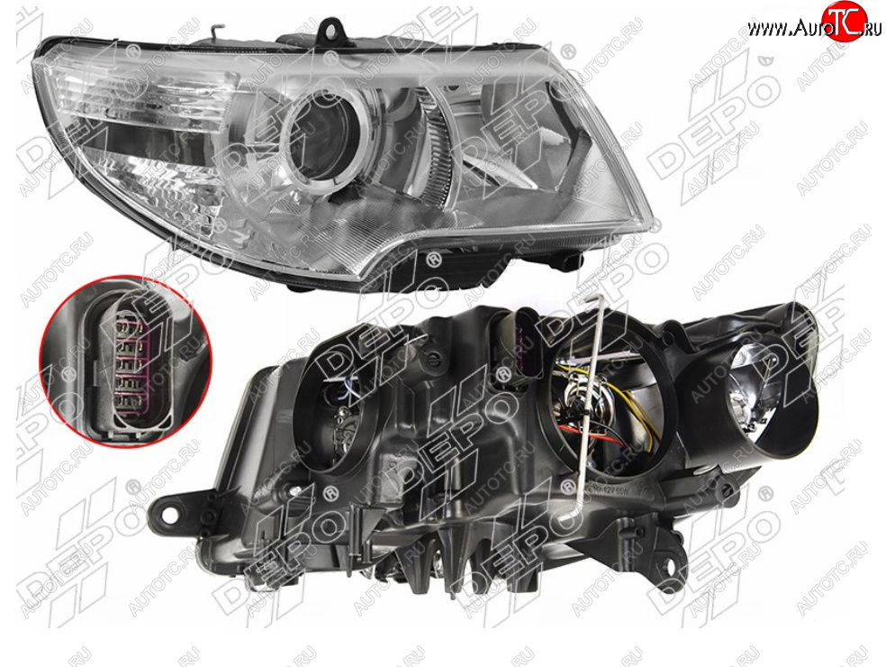 13 999 р. Правая фара DEPO Skoda Superb B6 (3T) лифтбэк дорестайлинг (2008-2013)  с доставкой в г. Санкт‑Петербург