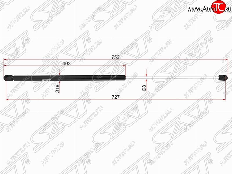 759 р. Газовый упор капота SAT  Skoda Superb ( B6 (3T),  B6 (3T5),  (B6) 3T,  B8 (3V),  B8 (3V5)) (2008-2024) лифтбэк дорестайлинг, универсал доресталийнг, лифтбэк рестайлинг, универсал рестайлинг, лифтбэк дорестайлинг, универсал дорестайлинг, лифтбэк рестайлинг, универсал рестайлинг  с доставкой в г. Санкт‑Петербург