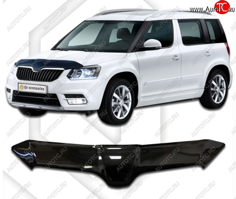 2 699 р. Дефлектор капота CA-Plastic  Skoda Yeti (2013-2018) (Classic черный, Без надписи)  с доставкой в г. Санкт‑Петербург