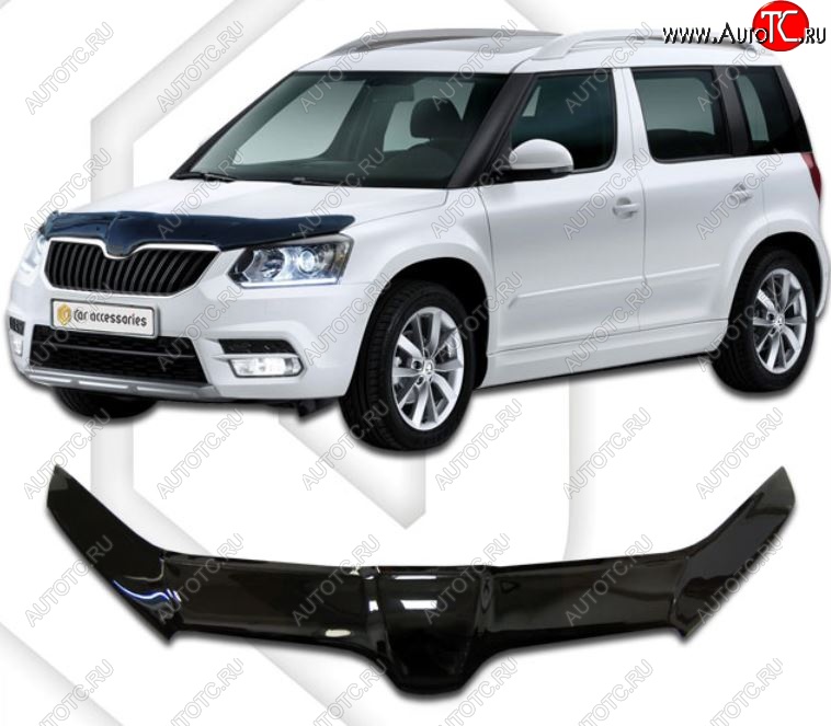 2 459 р. Дефлектор капота CA-Plastiс exclusive  Skoda Yeti (2013-2018) (Classic черный, Без надписи)  с доставкой в г. Санкт‑Петербург