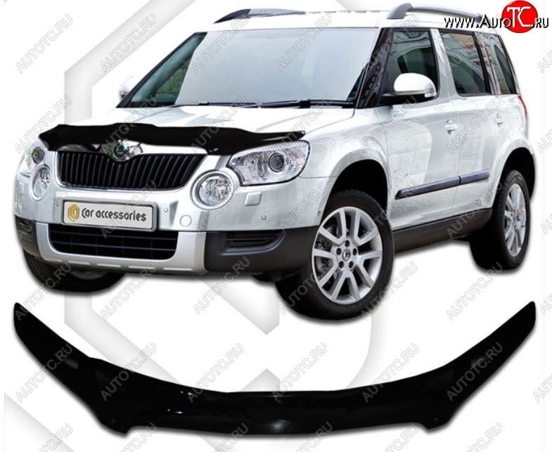 1 989 р. Дефлектор капота CA-Plastic  Skoda Yeti (2009-2013) (Classic черный, Без надписи)  с доставкой в г. Санкт‑Петербург