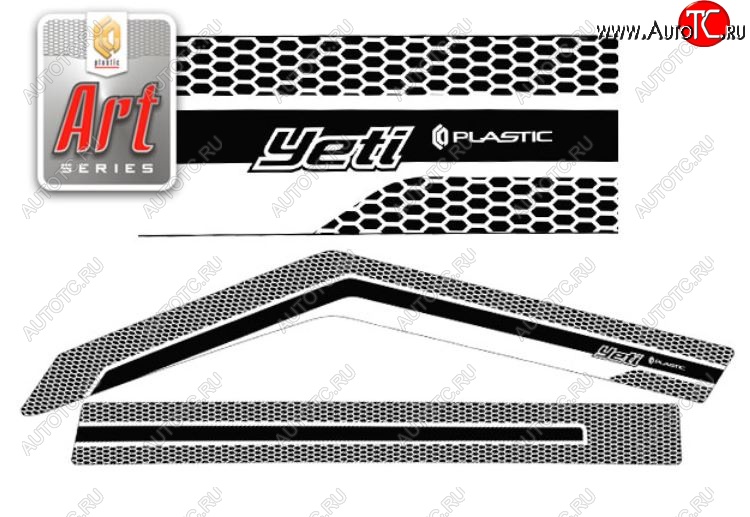 2 199 р. Дефлектора окон CA-Plastic  Skoda Yeti (2009-2013) (Серия Art черная)  с доставкой в г. Санкт‑Петербург