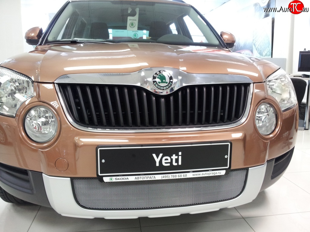 2 199 р. Сетка на бампер Russtal (хром) Skoda Yeti (2009-2013)  с доставкой в г. Санкт‑Петербург