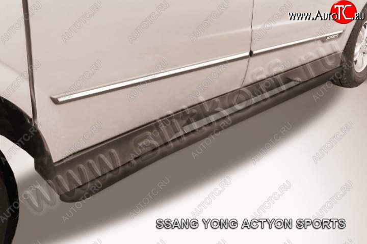 9 499 р. Защита порогов Slitkoff  SSANGYONG Actyon Sport (2012-2024) (Цвет: серебристый)  с доставкой в г. Санкт‑Петербург