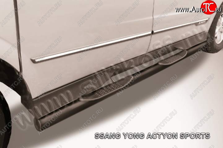 10 399 р. Защита порогов Slitkoff SSANGYONG Actyon Sport (2012-2024) (Цвет: серебристый)  с доставкой в г. Санкт‑Петербург