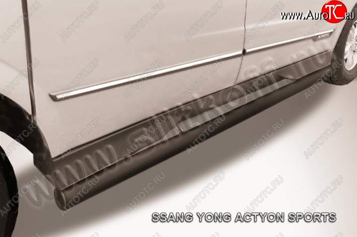 8 999 р. Защита порогов Slitkoff  SSANGYONG Actyon Sport (2012-2024) (Цвет: серебристый)  с доставкой в г. Санкт‑Петербург