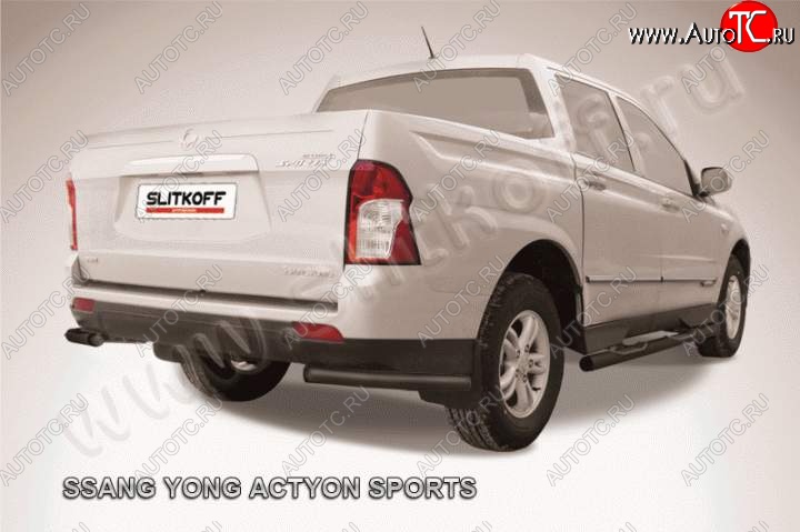 3 999 р. Уголки d57  SSANGYONG Actyon Sport (2012-2024) (Цвет: серебристый)  с доставкой в г. Санкт‑Петербург