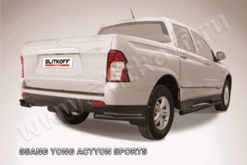 4 999 р. Уголки d57+d42 двойные  SSANGYONG Actyon Sport (2012-2024) (Цвет: серебристый)  с доставкой в г. Санкт‑Петербург. Увеличить фотографию 1