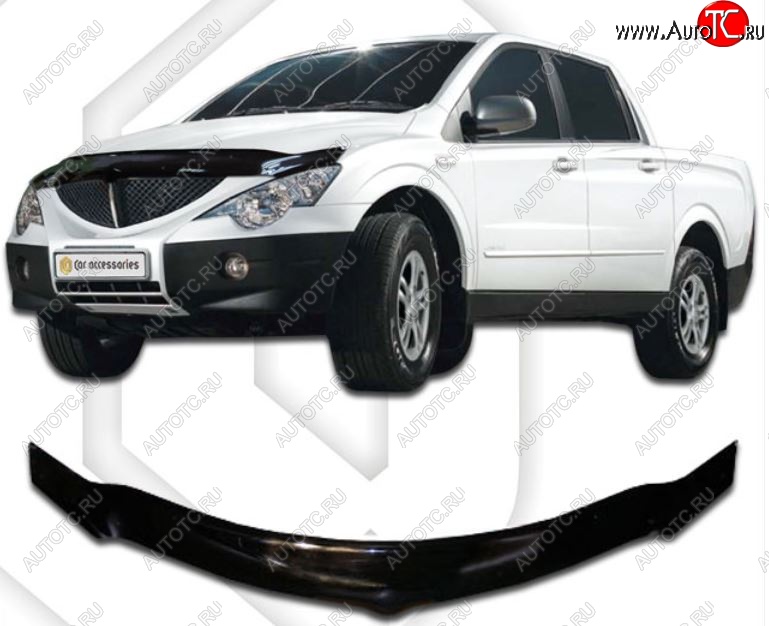 2 479 р. Дефлектор капота CA-Plastiс exclusive SSANGYONG Actyon 1 (2006-2010) (Classic черный, Без надписи)  с доставкой в г. Санкт‑Петербург