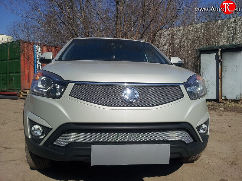 1 539 р. Нижняя сетка на бампер Russtal (хром) SSANGYONG Actyon рестайлинг (2013-2021)  с доставкой в г. Санкт‑Петербург