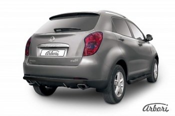 Защита заднего бампера Arbori (1 труба d57, черная) SSANGYONG Actyon дорестайлинг (2010-2013)