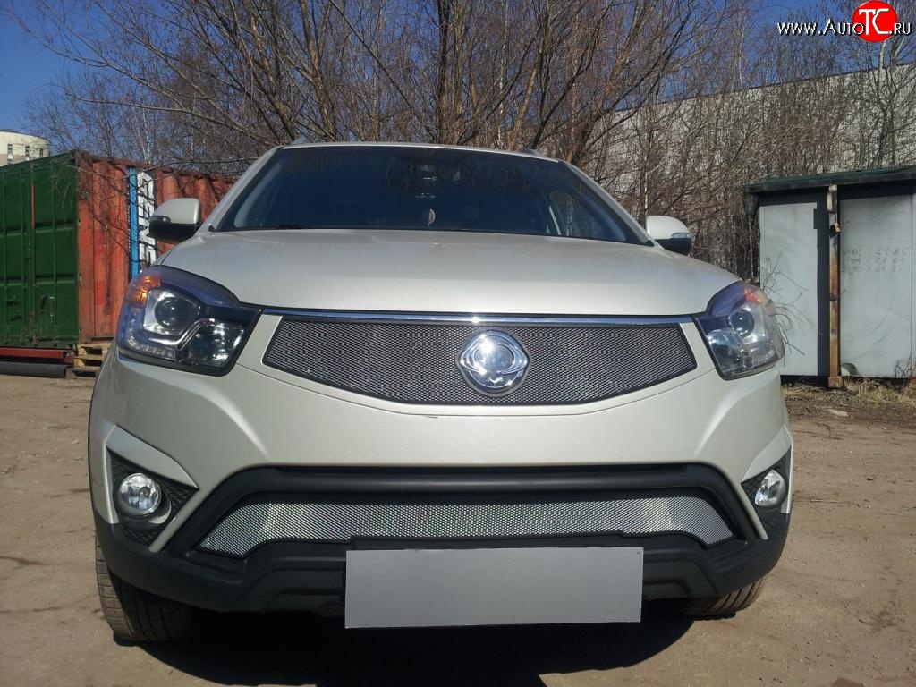 1 539 р. Верхняя сетка на бампер Russtal (хром)  SSANGYONG Actyon (2013-2021) рестайлинг  с доставкой в г. Санкт‑Петербург