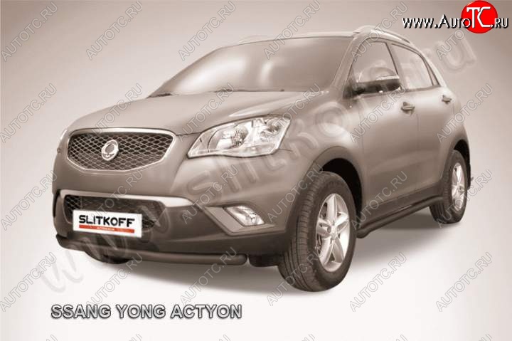 6 999 р. Защита переднего бампер Slitkoff  SSANGYONG Actyon (2010-2013) (Цвет: серебристый)  с доставкой в г. Санкт‑Петербург