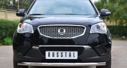 13 649 р. Одинарная защита переднего бампера диаметром 63 мм Russtal SSANGYONG Actyon дорестайлинг (2010-2013)  с доставкой в г. Санкт‑Петербург. Увеличить фотографию 1