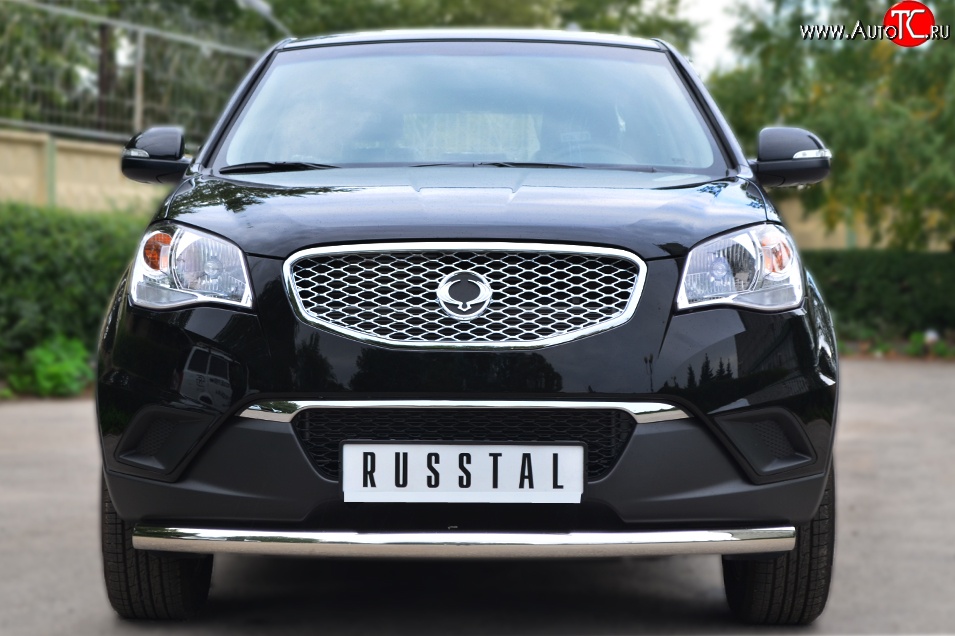 13 649 р. Одинарная защита переднего бампера диаметром 63 мм Russtal  SSANGYONG Actyon (2010-2013) дорестайлинг  с доставкой в г. Санкт‑Петербург