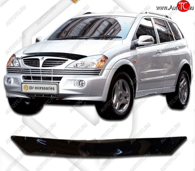 1 799 р. Дефлектор капота CA-Plastic  SSANGYONG Kyron (2005-2016) (Classic черный, Без надписи)  с доставкой в г. Санкт‑Петербург