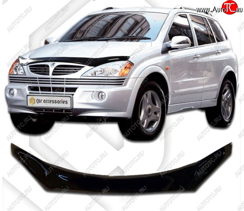 2 059 р. Дефлектор капота CA-Plastiс exclusive SSANGYONG Kyron дорестайлинг (2005-2007) (Classic черный, Без надписи)  с доставкой в г. Санкт‑Петербург