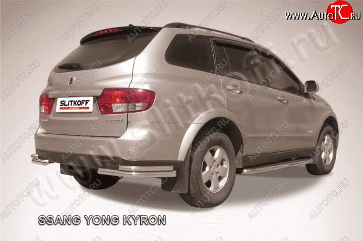 5 999 р. Уголки d57+d42 двойные  SSANGYONG Kyron (2005-2007) дорестайлинг (Цвет: серебристый)  с доставкой в г. Санкт‑Петербург