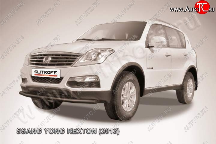 6 799 р. Защита переднего бампер Slitkoff  SSANGYONG Rexton  Y290 (2012-2017) (Цвет: серебристый)  с доставкой в г. Санкт‑Петербург