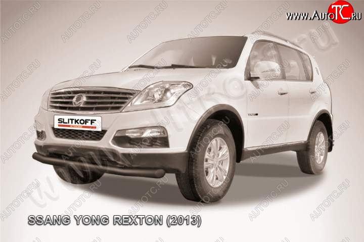 7 799 р. Защита переднего бампер Slitkoff SSANGYONG Rexton Y290 (2012-2017) (Цвет: серебристый)  с доставкой в г. Санкт‑Петербург