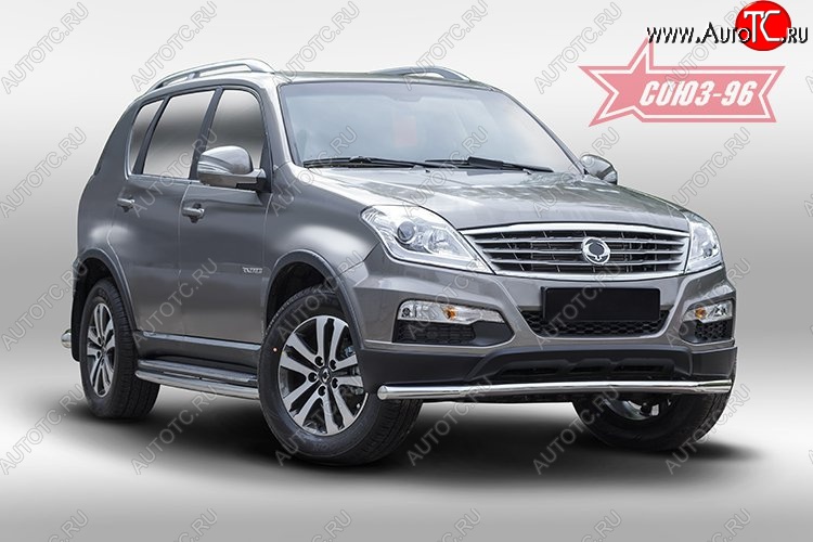 12 914 р. Защита переднего бампера одинарная Souz-96 (d60). SSANGYONG Rexton Y290 (2012-2017)  с доставкой в г. Санкт‑Петербург