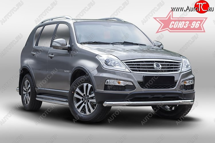 14 669 р. Защита переднего бампера одинарная Souz-96 (d76) SSANGYONG Rexton Y290 (2012-2017)  с доставкой в г. Санкт‑Петербург