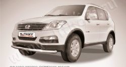 10 999 р. Одинарная защита переднего бампера диаметром 76 мм Slitkoff SSANGYONG Rexton Y290 (2012-2017) (Цвет: нержавеющая полированная сталь)  с доставкой в г. Санкт‑Петербург. Увеличить фотографию 1