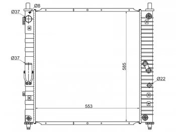 12 199 р. Радиатор двигателя (пластинчатый, МКПП/АКПП, 3.2) SAT SSANGYONG Rexton Y200 (2001-2006)  с доставкой в г. Санкт‑Петербург. Увеличить фотографию 1