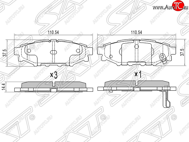 919 р. Колодки тормозные SAT (задние) Subaru Forester SJ дорестайлинг (2012-2016)  с доставкой в г. Санкт‑Петербург