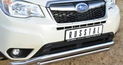 21 899 р. Защита переднего бампера (2 трубыØ63 мм, волна, нержавейка) Russtal Subaru Forester SJ дорестайлинг (2012-2016)  с доставкой в г. Санкт‑Петербург. Увеличить фотографию 2