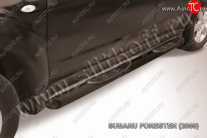 12 399 р. Защита порогов Slitkoff Subaru Forester SH (2008-2013) (Цвет: серебристый)  с доставкой в г. Санкт‑Петербург