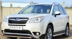 13 849 р. Защита порогов из круглой трубы диаметром 63 мм Russtal Subaru Forester SJ дорестайлинг (2012-2016) (Защита порогов с со скосами на торцах (вариант 1))  с доставкой в г. Санкт‑Петербург. Увеличить фотографию 4