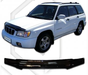 2 499 р. Дефлектор капота CA-Plastic  Subaru Forester  SF (2000-2002) (Classic черный, Без надписи)  с доставкой в г. Санкт‑Петербург. Увеличить фотографию 1