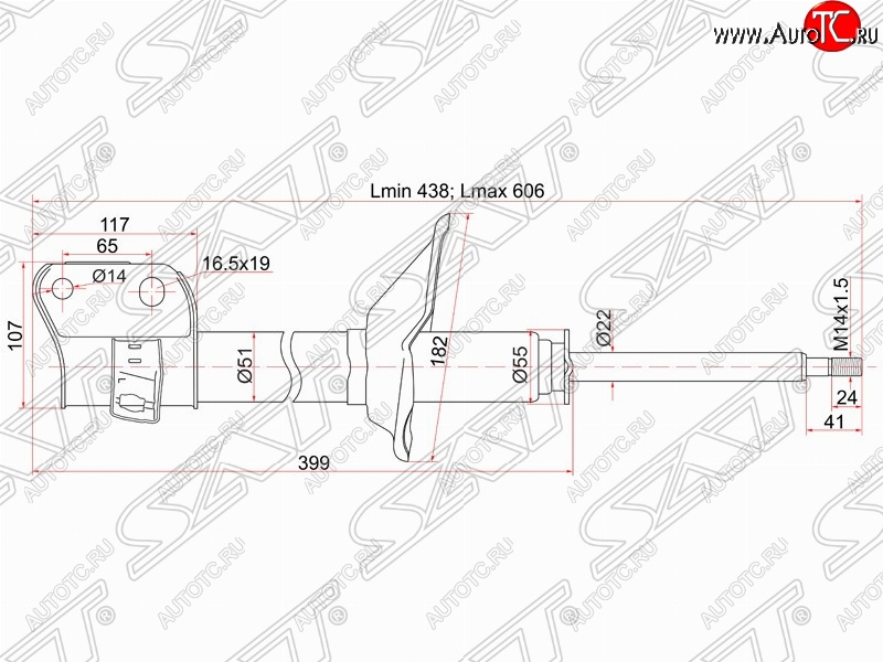 3 199 р. Левый амортизатор передний SAT Subaru Forester SF рестайлинг (2000-2002)  с доставкой в г. Санкт‑Петербург