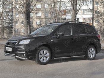 10 349 р. Защита переднего бампера (2 трубы Ø63 и 42 мм, нержавейка) Russtal Subaru Forester SJ рестайлинг (2016-2019)  с доставкой в г. Санкт‑Петербург. Увеличить фотографию 3