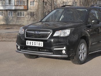 16 699 р. Защита переднего бампера Russtal d63 секции-d42 дуга Subaru Forester SJ рестайлинг (2016-2019)  с доставкой в г. Санкт‑Петербург. Увеличить фотографию 2