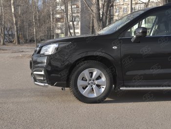 13 999 р. Защита переднего бампера (2 трубы Ø63 и 75х42 мм, нержавейка) Russtal Subaru Forester SJ рестайлинг (2016-2019)  с доставкой в г. Санкт‑Петербург. Увеличить фотографию 3