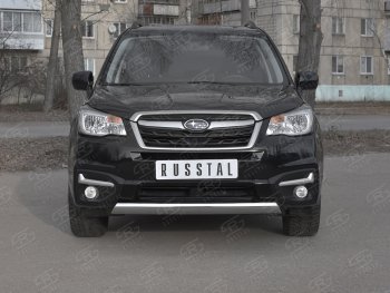 15 649 р. Защита переднего бампера (Ø75x42 мм, нержавейка) Russtal Subaru Forester SJ рестайлинг (2016-2019)  с доставкой в г. Санкт‑Петербург. Увеличить фотографию 1