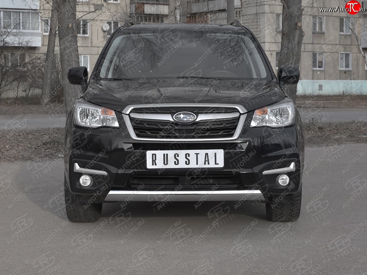 15 649 р. Защита переднего бампера (Ø75x42 мм, нержавейка) Russtal Subaru Forester SJ рестайлинг (2016-2019)  с доставкой в г. Санкт‑Петербург