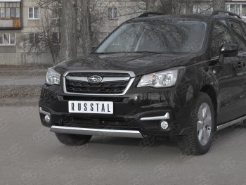 15 649 р. Защита переднего бампера (Ø75x42 мм, нержавейка) Russtal Subaru Forester SJ рестайлинг (2016-2019)  с доставкой в г. Санкт‑Петербург. Увеличить фотографию 2