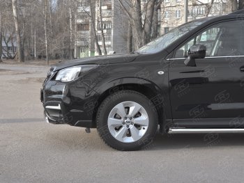 15 649 р. Защита переднего бампера (Ø75x42 мм, нержавейка) Russtal Subaru Forester SJ рестайлинг (2016-2019)  с доставкой в г. Санкт‑Петербург. Увеличить фотографию 3