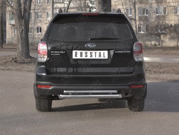 13 999 р. Защита заднего бампера (2 трубы Ø63 и 42 мм, нержавейка) Russtal Subaru Forester SJ рестайлинг (2016-2019)  с доставкой в г. Санкт‑Петербург. Увеличить фотографию 1