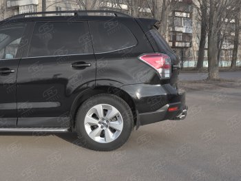 13 999 р. Защита заднего бампера (2 трубы Ø63 и 42 мм, нержавейка) Russtal Subaru Forester SJ рестайлинг (2016-2019)  с доставкой в г. Санкт‑Петербург. Увеличить фотографию 4