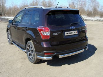 20 899 р. Защита заднего бампера (уголки овальные) ТСС 75х42 мм Subaru Forester SJ рестайлинг (2016-2019) (короткие, под брызговики)  с доставкой в г. Санкт‑Петербург. Увеличить фотографию 1