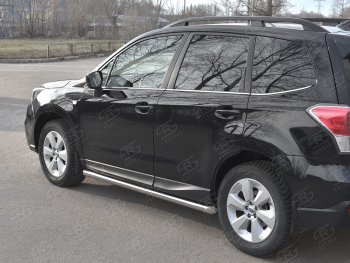 8 849 р. Защита порогов на Russtal труба d63  Subaru Forester  SJ (2016-2019) рестайлинг (защита порогов со скосами на торцах)  с доставкой в г. Санкт‑Петербург. Увеличить фотографию 2