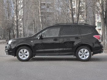 8 849 р. Защита порогов на Russtal труба d63 Subaru Forester SJ рестайлинг (2016-2019) (защита порогов со скосами на торцах)  с доставкой в г. Санкт‑Петербург. Увеличить фотографию 3