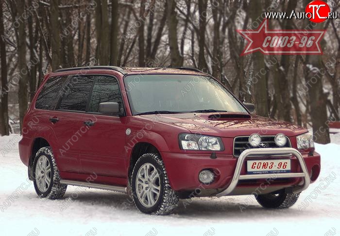 9 224 р. Защита переднего бампера Souz-96 (d60) Subaru Forester SG дорестайлинг (2002-2005)  с доставкой в г. Санкт‑Петербург