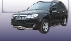 Двойная защита переднего бампера из труб диаметрами по 57 мм Slitkoff Subaru Forester SH (2008-2013)