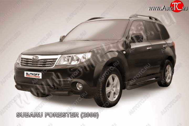 8 799 р. Защита переднего бампер Slitkoff Subaru Forester SH (2008-2013) (Цвет: серебристый)  с доставкой в г. Санкт‑Петербург